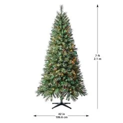 Coupon 🤩 7ft. Pre-Lit Willow Pine Artificial Christmas Tree, Multicolor Lights by Ashland® 🔥 -Ashlandty Shop 10151890 13