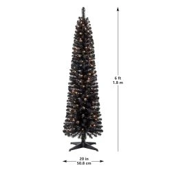 Cheap ✔️ 6ft. Pre-Lit Artificial Black Pencil ✨ Christmas Tree, Clear Lights by Ashland® ❤️ -Ashlandty Shop 10444272 13