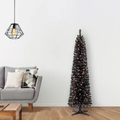 Cheap ✔️ 6ft. Pre-Lit Artificial Black Pencil ✨ Christmas Tree, Clear Lights by Ashland® ❤️ -Ashlandty Shop 10444272 15