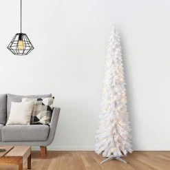 Outlet 🌟 7ft. Pre-Lit White Norway Artificial Pencil Christmas Tree, Clear Lights by Ashland® 🛒 -Ashlandty Shop 10487971 15
