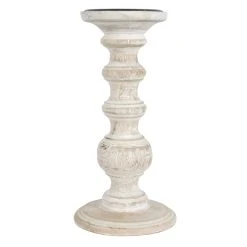 Buy 🛒 Whitewashed Wood Carved Pillar Candle Holder by Ashland® ✔️