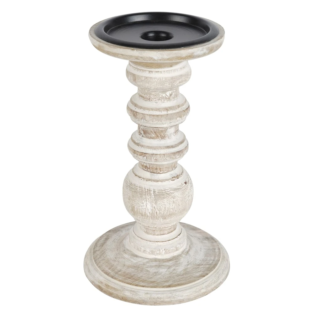 Deals 🔥 Whitewashed Wood Carved Pillar Candle Holder by Ashland® 💯 4 Deals 🔥 Whitewashed Wood Carved Pillar Candle Holder by Ashland® 💯 - Image 2