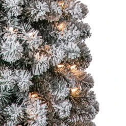 Cheapest ⭐ 7ft. Pre-Lit Flocked Artificial Pencil 😍 Christmas Tree, Clear Lights by Ashland® 🔔 -Ashlandty Shop 10643349 10
