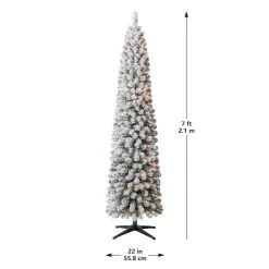 Cheapest ⭐ 7ft. Pre-Lit Flocked Artificial Pencil 😍 Christmas Tree, Clear Lights by Ashland® 🔔 -Ashlandty Shop 10643349 13