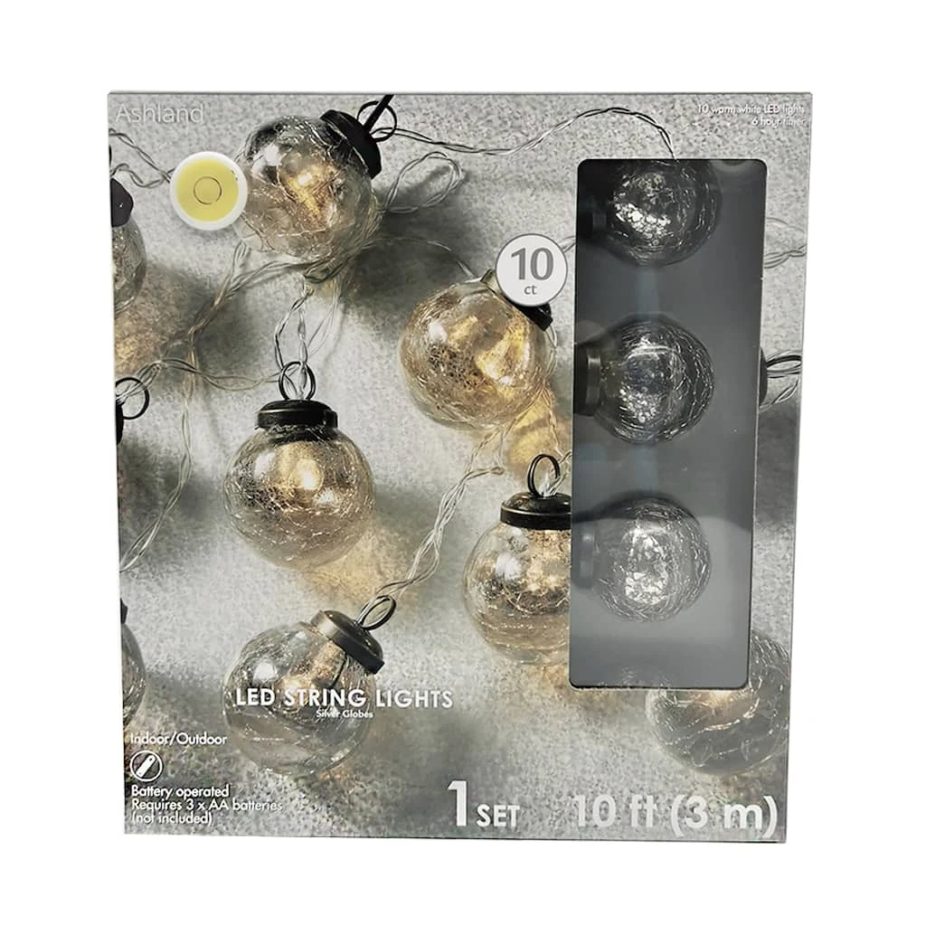 Promo π 6 Pack: 10ct. Warm White LED Silver Globe String Lights by Ashland® π 3 Promo π 6 Pack: 10ct. Warm White LED Silver Globe String Lights by Ashland® π