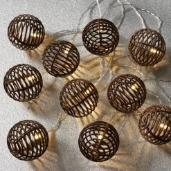 Wholesale ⭐ 10ct. Warm White LED Faux Rattan Ball String Lights by Ashland® 😉 -Ashlandty Shop 10671559