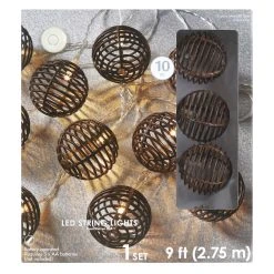 Cheap 🔔 8 Pack: 10ct. Warm White LED Faux Rattan Ball String Lights by Ashland® ✔️ -Ashlandty Shop 10671559 1 1