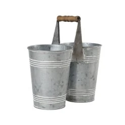 Best Sale 🧨 9.6" Mini Galvanized Double Bucket by Ashland® ⌛ -Ashlandty Shop 10671576 2