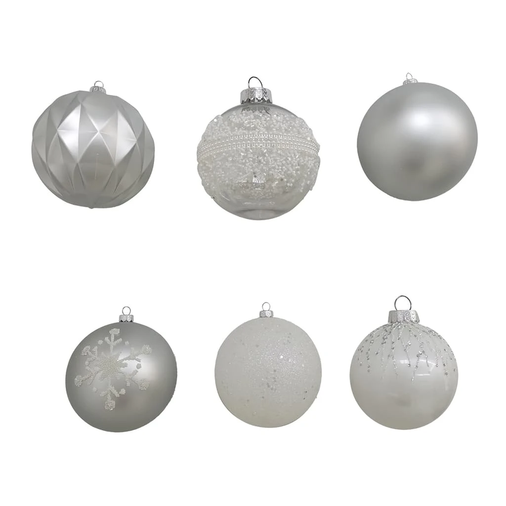 Deals ⌛ Assorted 6ct. 4.5" Silver & White Shatterproof Ball Ornaments by Ashland® 💯 5 Deals ⌛ Assorted 6ct. 4.5" Silver & White Shatterproof Ball Ornaments by Ashland® 💯 - Image 3