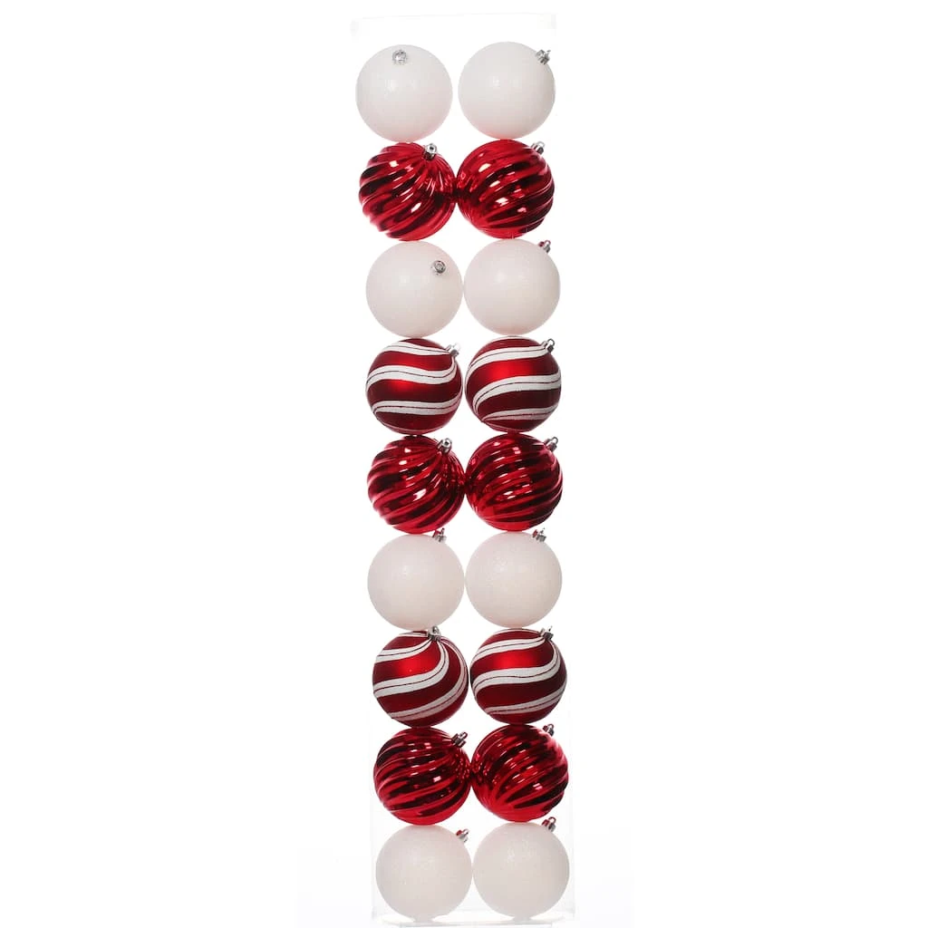 Budget 🧨 18ct. 4" Red & White Shatterproof Ball Ornaments by Ashland® 🧨 3 Budget 🧨 18ct. 4" Red & White Shatterproof Ball Ornaments by Ashland® 🧨