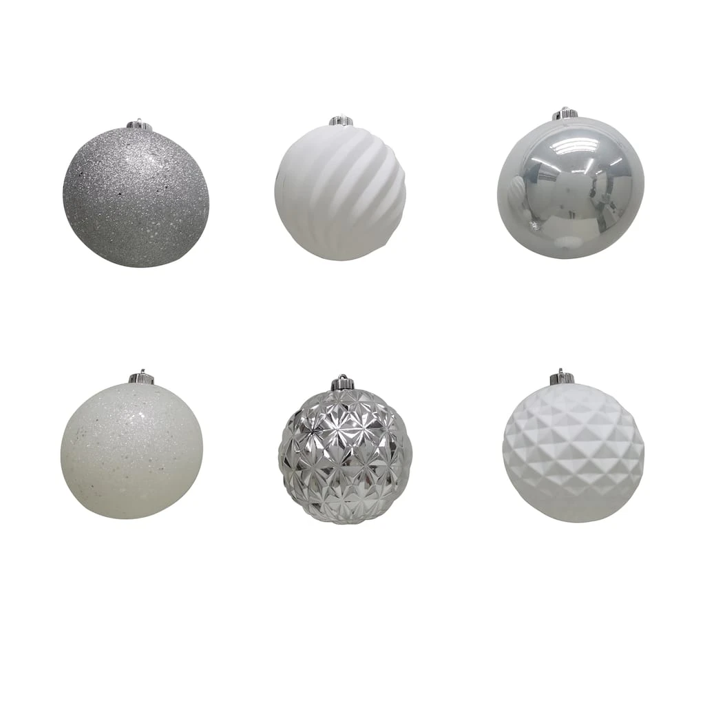 Brand new 💯 6ct. 6" Silver & White Shatterproof Ball Ornaments by Ashland® 👍 4 Brand new 💯 6ct. 6" Silver & White Shatterproof Ball Ornaments by Ashland® 👍 - Image 2