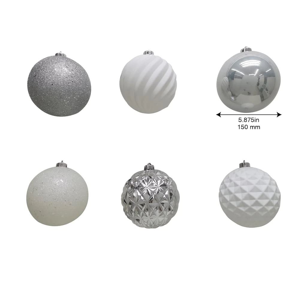 Brand new 💯 6ct. 6" Silver & White Shatterproof Ball Ornaments by Ashland® 👍 5 Brand new 💯 6ct. 6" Silver & White Shatterproof Ball Ornaments by Ashland® 👍 - Image 3