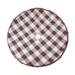 Cheap ❤️ 48" White & Red Plaid Tree 🎉 Skirt with Fur by Ashland® ✔️