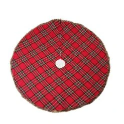 Coupon 🛒 48" Red Plaid Tree Skirt with Fur by Ashland® 🔔