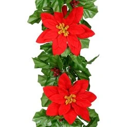 Brand new ⌛ 6ft. Red Velvet Poinsettia & Berry Chain Garland by Ashland® ⌛ -Ashlandty Shop 10674682 2