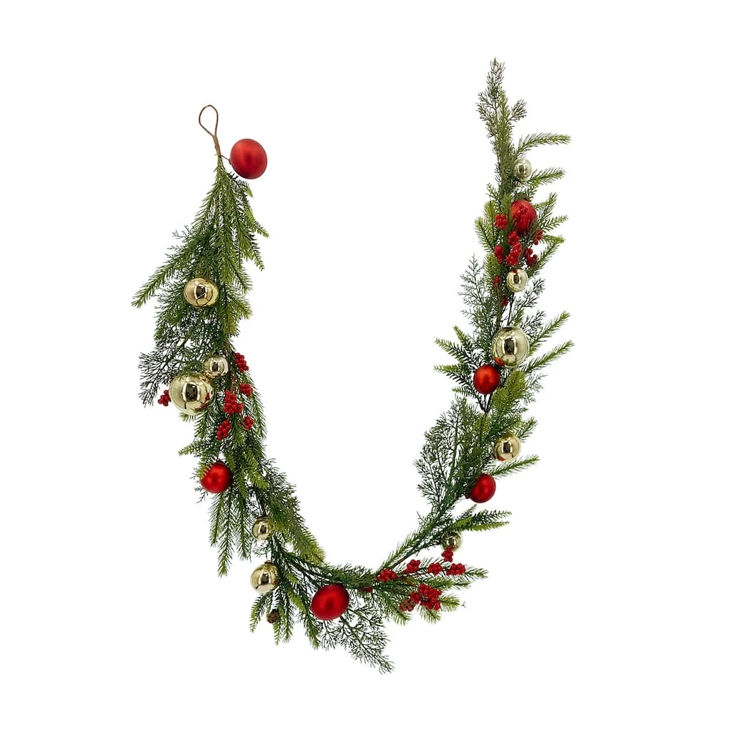 Deals 💯 6ft. Red & Gold Ornament, Mixed Pine & Berry Garland by Ashland® 🎁 4 Deals 💯 6ft. Red & Gold Ornament, Mixed Pine & Berry Garland by Ashland® 🎁 - Image 2