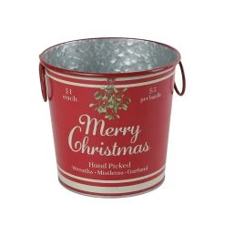 Cheapest ⌛ 6.6" Red Merry Christmas Metal Bucket with Handles by Ashland® 💯