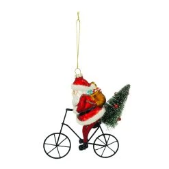 Best Pirce 👏 4.7'' Santa with Bicycle Glass Christmas Ornament by Ashland® 🛒