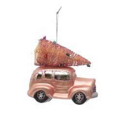 Best Pirce ⭐ 4.8'' Pink Car with Tree Glass ❄ Christmas Ornament by Ashland® 🌟