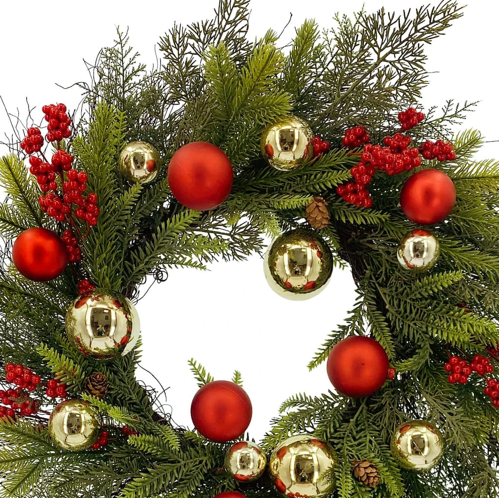 Outlet π 22" Pine, Ornaments & Berries Outdoor Wreath by Ashland® β 4 Outlet π 22" Pine, Ornaments & Berries Outdoor Wreath by Ashland® β - Image 2