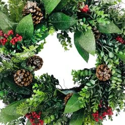Brand new ✔️ 24" Sugar Eucalyptus, Red Berry & Pinecone Wreath by Ashland® ⭐ -Ashlandty Shop 10698916 2