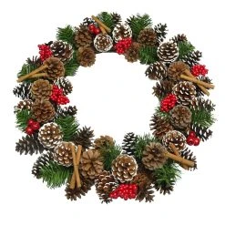 Cheap ✨ 22" Red Berry, Pinecone & Cinnamon Stick Wreath by Ashland® ✨