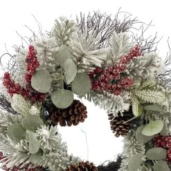 Cheap ✔️ 24" Glittery Flocked Green & Red Berry & Leaf Wreath by Ashland® ❤️ -Ashlandty Shop 10698940 2