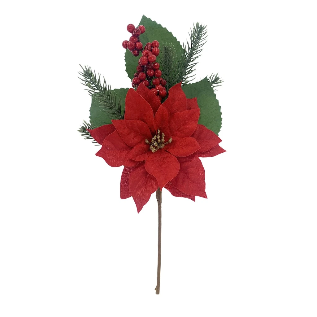 Discount 🧨 Red Poinsettia & Berry Pick by Ashland® ❤️ 3 Discount 🧨 Red Poinsettia & Berry Pick by Ashland® ❤️