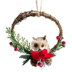 Best Sale ⭐ 4.3'' Mini Owl with Pine, Pinecone, Red Berry and Holly Leaves ❄ Christmas Ornament by Ashland® ⭐