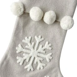 Promo 🔔 18" Snowflake Stocking With Pom Poms by Ashland® ⭐ -Ashlandty Shop 10699855 2