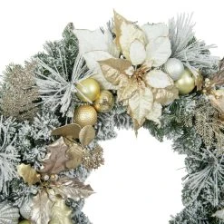 Buy ✔️ 30" Flocked Pine, Poinsettia, Ornament & Fern Wreath by Ashland® ⭐ -Ashlandty Shop 10699971 2