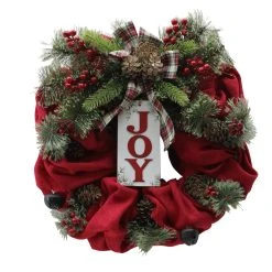 Brand new 🛒 24" Red & Green Joy Burlap Wreath by Ashland® ✨