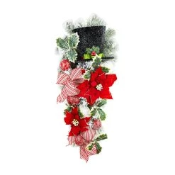Buy ✨ 28" Poinsettia & Snowman Hat Flocked Teardrop by Ashland® ⭐