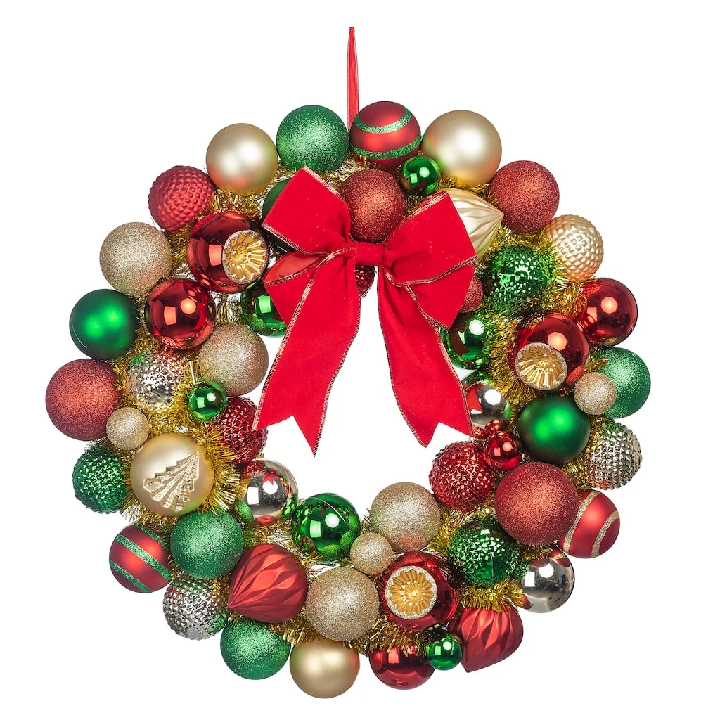 Budget π 23" Red, Green & Gold Ball Ornament Wall Wreath by Ashland® π 3 Budget π 23" Red, Green & Gold Ball Ornament Wall Wreath by Ashland® π