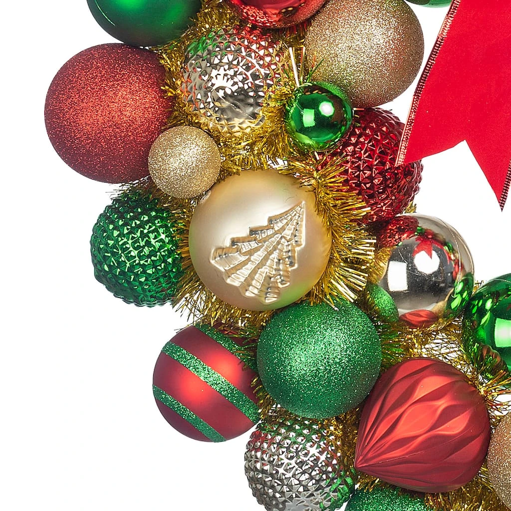 Budget π 23" Red, Green & Gold Ball Ornament Wall Wreath by Ashland® π 4 Budget π 23" Red, Green & Gold Ball Ornament Wall Wreath by Ashland® π - Image 2
