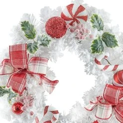 Best reviews of ⭐ 22" Candy Cane & Holly Berry White Wreath by Ashland® 🎉 -Ashlandty Shop 10700009 2