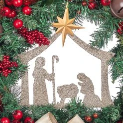 Best deal 🔔 24" Church & Red Ball Ornament Pine Wreath by Ashland® 🔔 -Ashlandty Shop 10700019 3