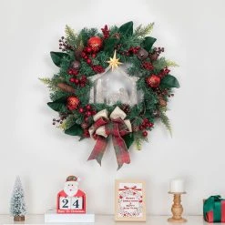 Best deal 🔔 24" Church & Red Ball Ornament Pine Wreath by Ashland® 🔔 -Ashlandty Shop 10700019 4