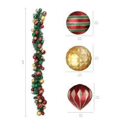 Hot Sale 😉 72" Red & Green Ornament Garland by Ashland® ❤️ -Ashlandty Shop 10700053 3