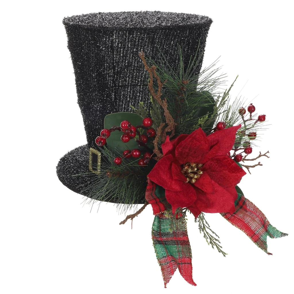 Brand new ⭐ 10" Red & Black Tabletop Snowman Hat With Pine, Holly Berries & LED Lights by Ashland® ✔️ 3 Brand new ⭐ 10" Red & Black Tabletop Snowman Hat With Pine, Holly Berries & LED Lights by Ashland® ✔️
