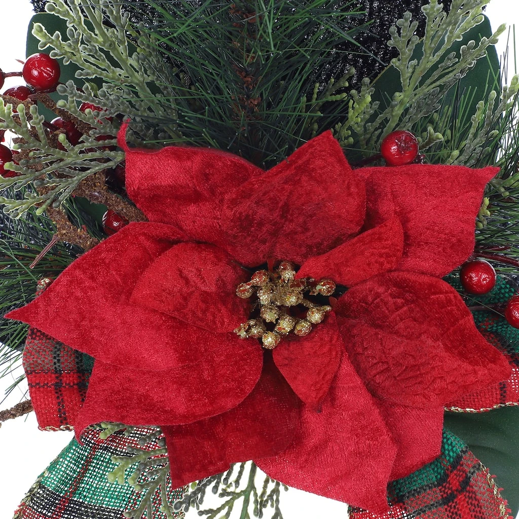 Brand new ⭐ 10" Red & Black Tabletop Snowman Hat With Pine, Holly Berries & LED Lights by Ashland® ✔️ 5 Brand new ⭐ 10" Red & Black Tabletop Snowman Hat With Pine, Holly Berries & LED Lights by Ashland® ✔️ - Image 3