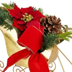Flash Sale 👍 12" Red Poinsettia Gold Sleigh Table Display by Ashland® 👍 -Ashlandty Shop 10700085 2