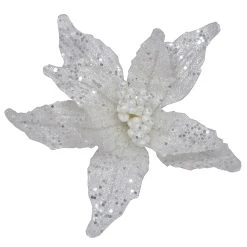 New 🌟 White Glitter Poinsettia Pick by Ashland® ⌛