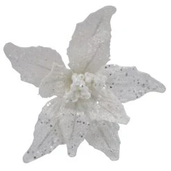 New 🌟 White Glitter Poinsettia Pick by Ashland® ⌛ -Ashlandty Shop 10700099 3