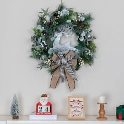 Deals 👍 24" Deer Sign Pine & Berry Wreath by Ashland® 🌟 -Ashlandty Shop 10700354 4