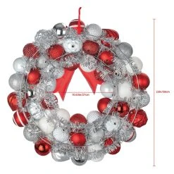 Best deal ⭐ 23" Red & White Ball Ornament Wall Wreath by Ashland® 🛒 -Ashlandty Shop 10700709 3