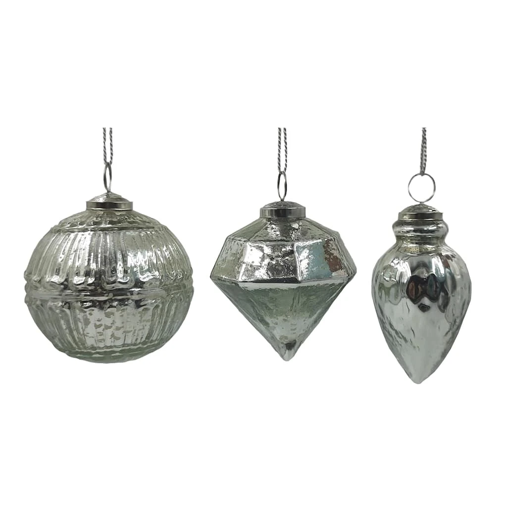 Brand new 🥰 Assorted 4" Silver Glass Ornament by Ashland® ✨ 3 Brand new 🥰 Assorted 4" Silver Glass Ornament by Ashland® ✨