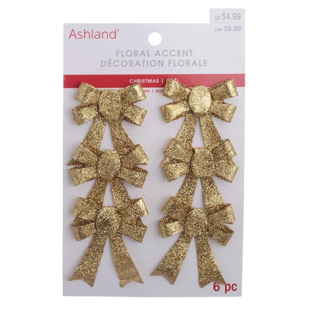 Coupon 👍 Gold Glitter Bows, 6ct. by Ashland® Christmas ⭐ 3 Coupon 👍 Gold Glitter Bows, 6ct. by Ashland® Christmas ⭐