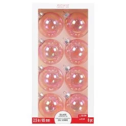 Brand new 🔥 Assorted 8ct. 2.5" Light Pink Glass Ball Ornaments by Ashland® ✨ -Ashlandty Shop 10701624 5