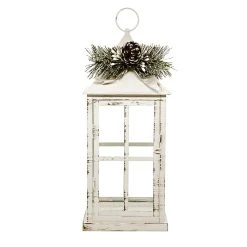 Best Pirce 🎉 15.75 White Lantern with Frosted Pine Sprig by Ashland® ⭐
